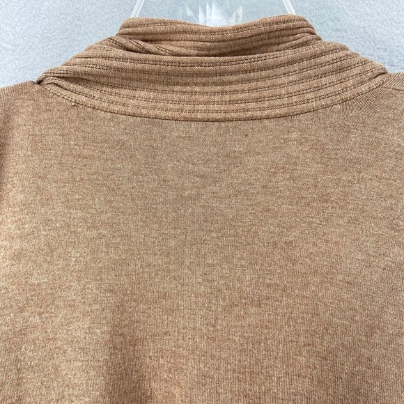 Coldwater Creek Cardigan Sz M Tan Open‎ Front Waterfall Sweater Ribbed Collar - Picture 10 of 13